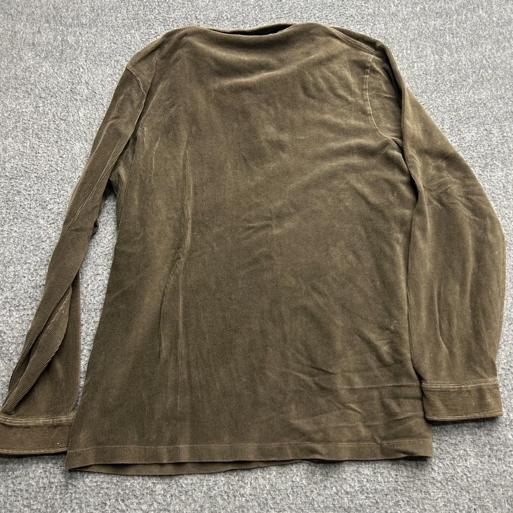 Polo Ralph Lauren Men Vintage 1/4‎ Button Corduroy Shirt XL Pullover Brown